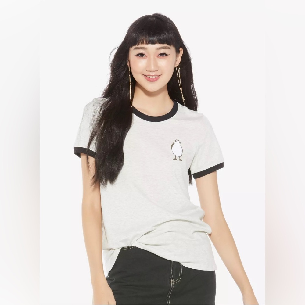 Her Universe Star Wars: The Last Jedi Flocked Porg Ringer T-Shirt
